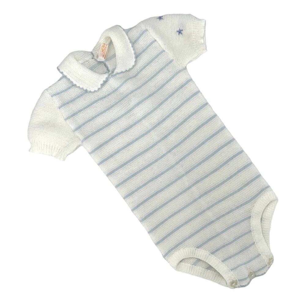 Vintage Renzo Italy Blue and White Sweater Bodysuit-Approx 3-6 Months